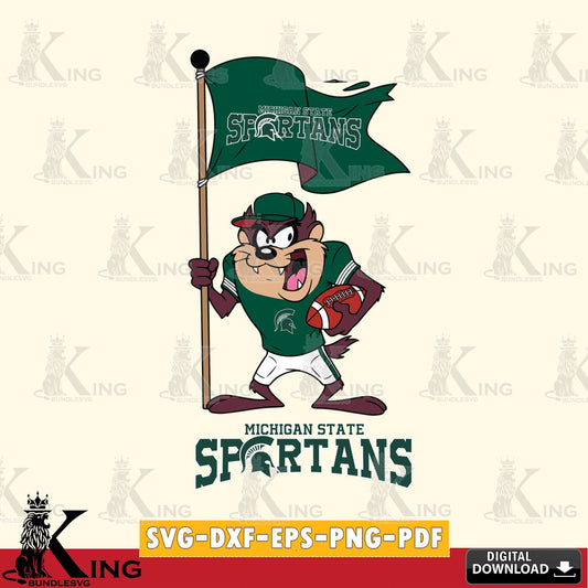 Michigan State Spartans Football Taz Flag Art SVG file, Cut file  , Digital Download , Instant Download, Taz svg, NCAA svg