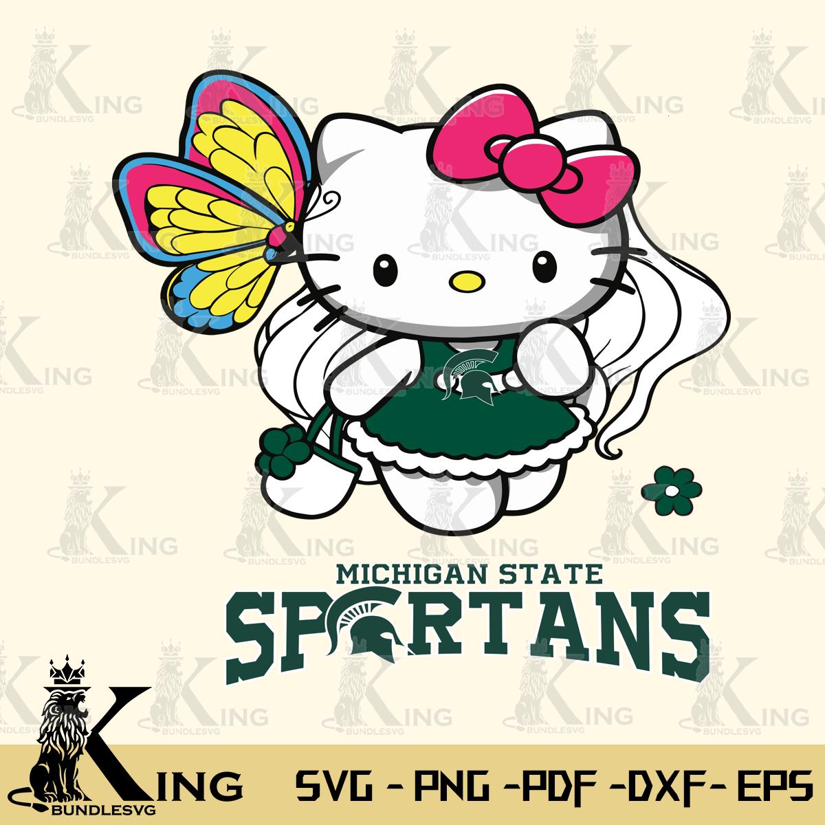 Michigan State Spartans Kitty Cartoon Svg Eps Dxf Png File, Digital Download