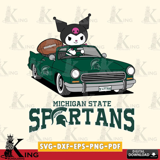 Michigan State Spartans Kuromi Car Football Game SVG file, Cricut, Cut file  , Digital Download , Instant Download, Sanrio svg, Clipart
