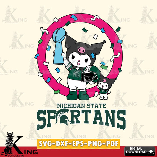 Michigan State Spartans Kuromi Football Champion SVG file, Cricut, Cut file  , Digital Download , Instant Download, Sanrio svg, Clipart