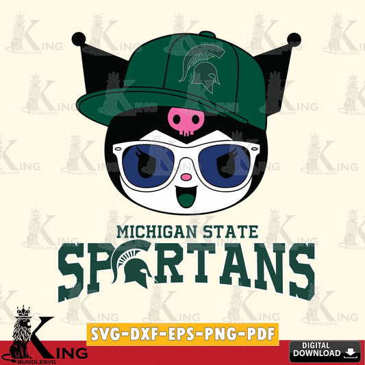 Michigan State Spartans Kuromi Football Cool SVG file, Cricut, Cut file  , Digital Download , Instant Download, Sanrio svg, Clipart