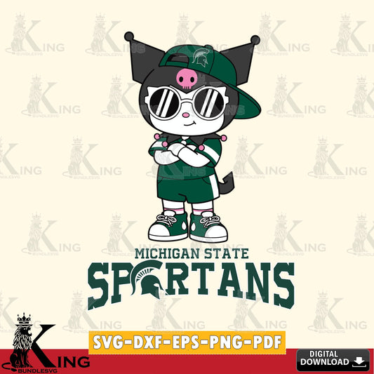Michigan State Spartans Kuromi Football Jersey SVG file, Cricut, Cut file  , Digital Download , Instant Download, Sanrio svg, Clipart