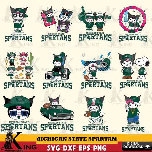 Michigan State Spartans Kuromi Football Jersey NCAA Bundle SVG file, Cricut, Cut file  , Digital Download , Instant Download, Sanrio svg, Clipart