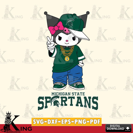 Michigan State Spartans Kuromi Streetwear Style SVG file, Cricut, Cut file  , Digital Download , Instant Download, Sanrio svg, Clipart