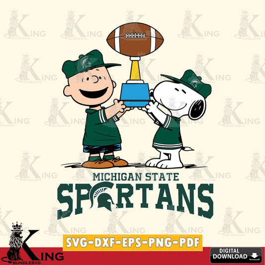 Michigan State Spartans Peanuts Football Trophy SVG, Cricut, Cut file  , Digital Download , Instant Download, Peanuts svg, NCAA svg, Football svg, Sport svg