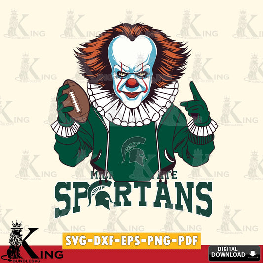 Beautiful illustration of Michigan State Spartans Pennywise football player, a digital file for silhouette cameo and cricut