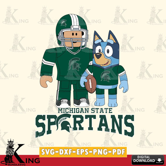 Michigan State Spartans Roblox & Bluey Football SVG file , NCAA Cricut,  File cut , Digital Download , PDF File