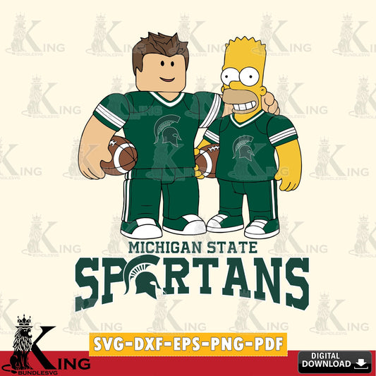 Michigan State Spartans Roblox & Homer Simpson Football SVG file , NCAA Cricut,  File cut , Digital Download , PDF File