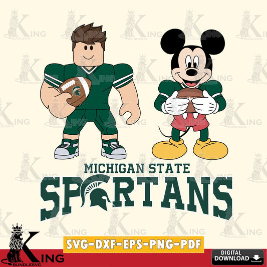 Michigan State Spartans Roblox & Mickey Football SVG file , NCAA Cricut,  File cut , Digital Download , PDF File