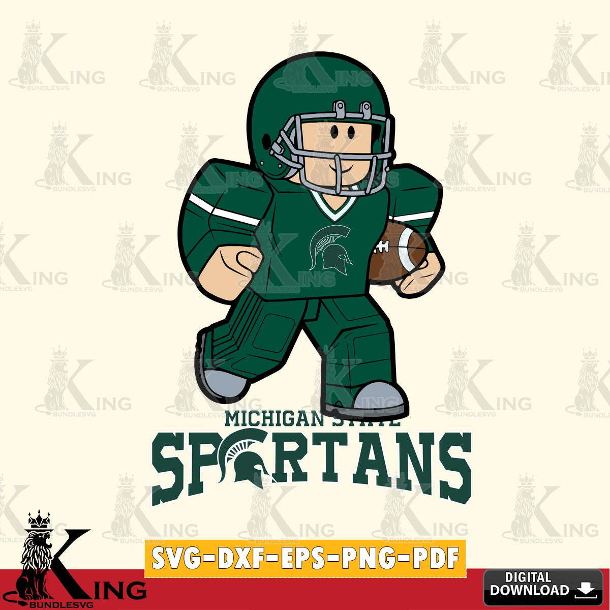 Michigan State Spartans Roblox Player Rugby SVG file , NCAA Cricut,  File cut , Digital Download , PDF File