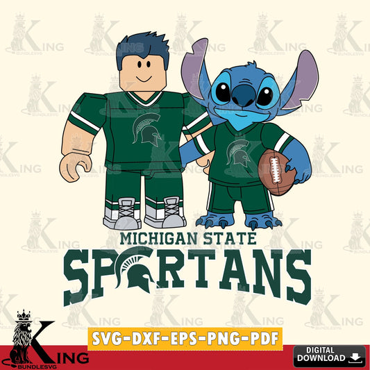 Michigan State Spartans Roblox & Stitch Football SVG file , NCAA Cricut,  File cut , Digital Download , PDF File