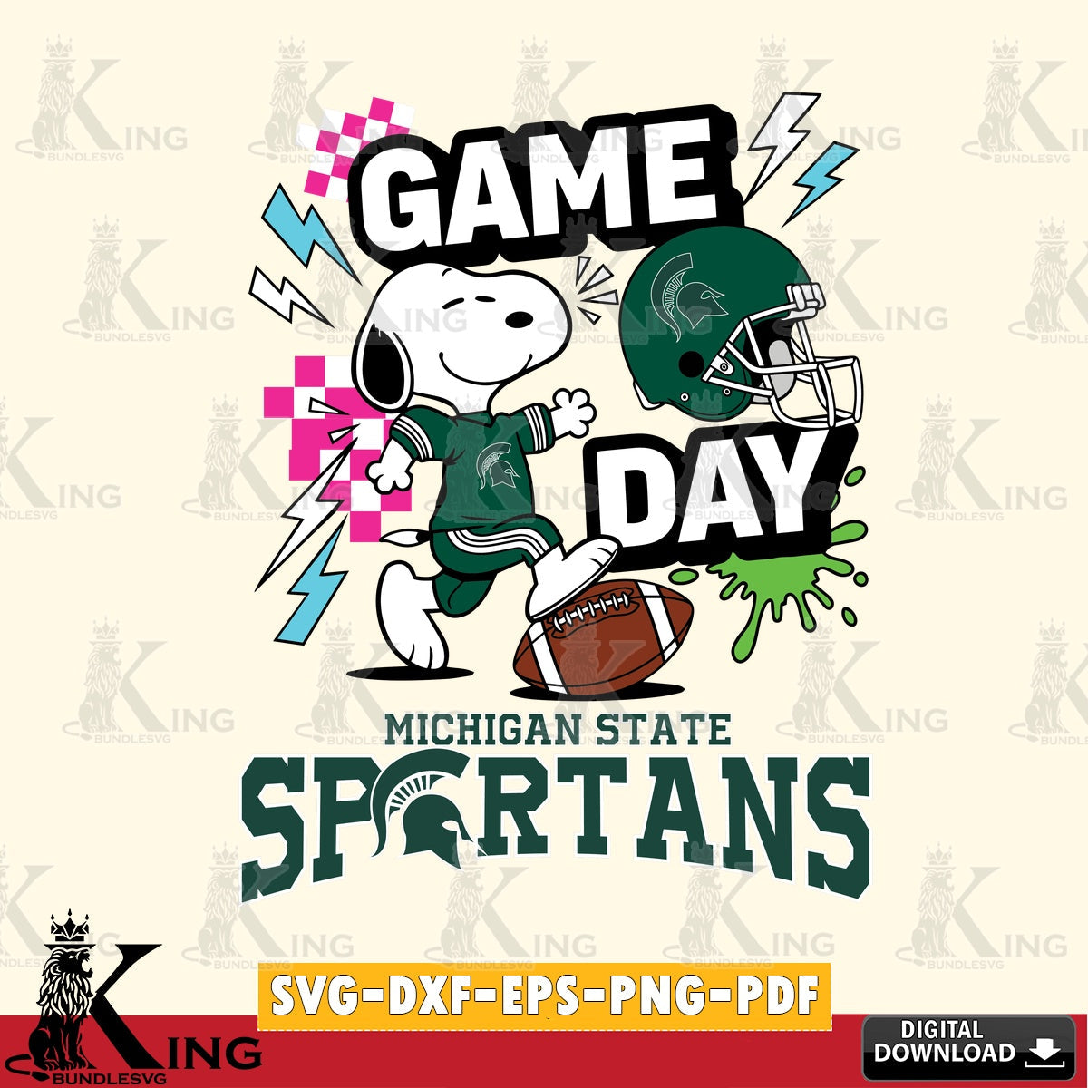 Michigan State Spartans Snoopy Game day SVG, Cricut, Cut file  , Digital Download , Instant Download, Peanuts svg, NCAA svg, Football svg, Sport svg