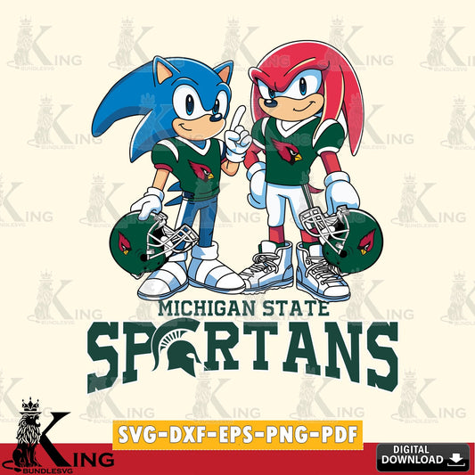 Digital download featuring Michigan State Spartans Sonic And Knuckles Football cut file ideal for vinyl projects and T-shirt