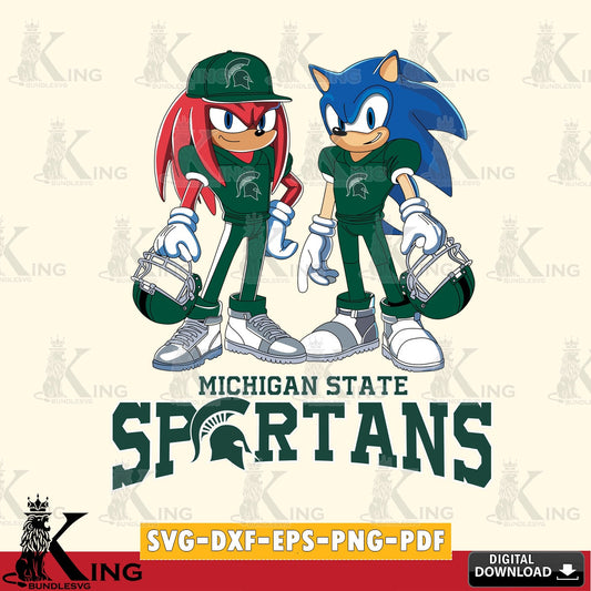 Michigan State Spartans Sonic And Knuckles Player Football SVG file, Vector , Digital Download , PDF File , Instant Download