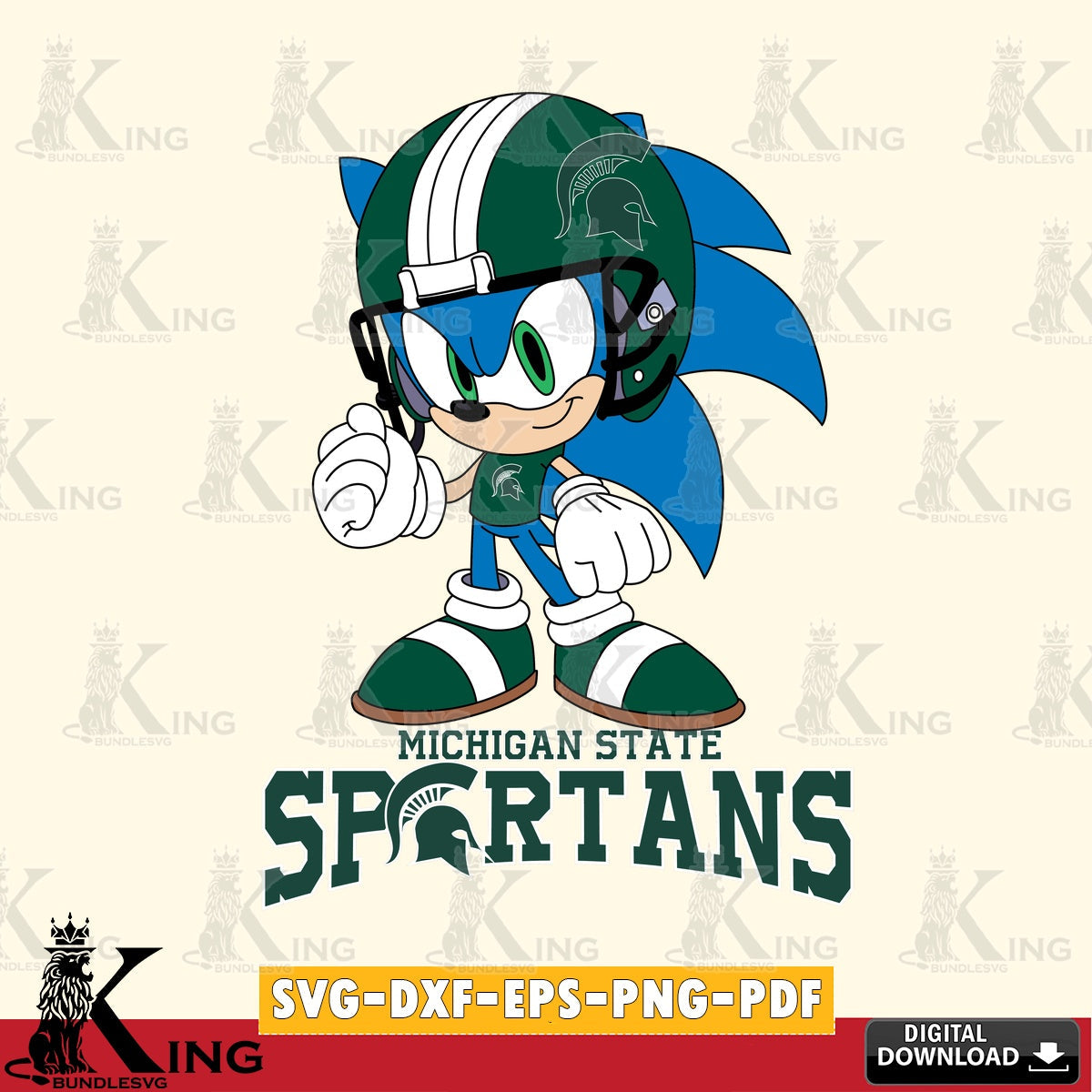 Michigan State Spartans Sonic Football Mascot SVG file, Vector , Digital Download , PDF File , Instant Download