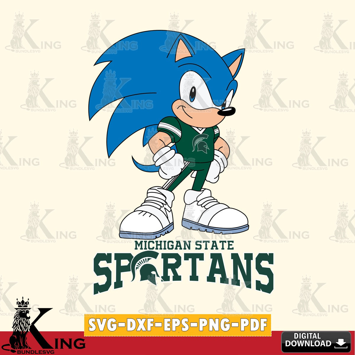 Printable art of Michigan State Spartans Sonic Football Star Mascot vector art for engraving, cutting, and printing