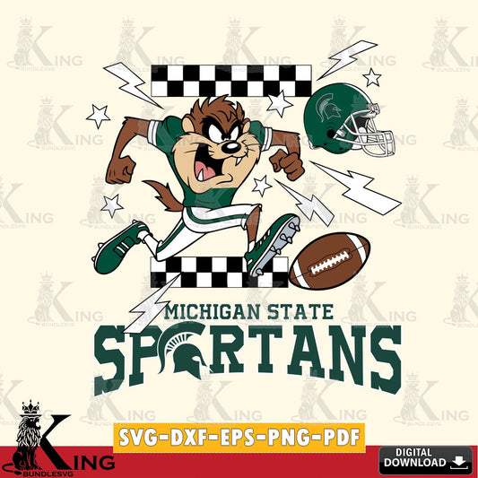 Michigan State Spartans Taz Football Lightning SVG file, Cut file  , Digital Download , Instant Download, Taz svg, NCAA svg