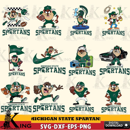 Michigan State Spartans Taz Football NCAA Bundle SVG file, Cut file  , Digital Download , Instant Download, Taz svg, NCAA svg