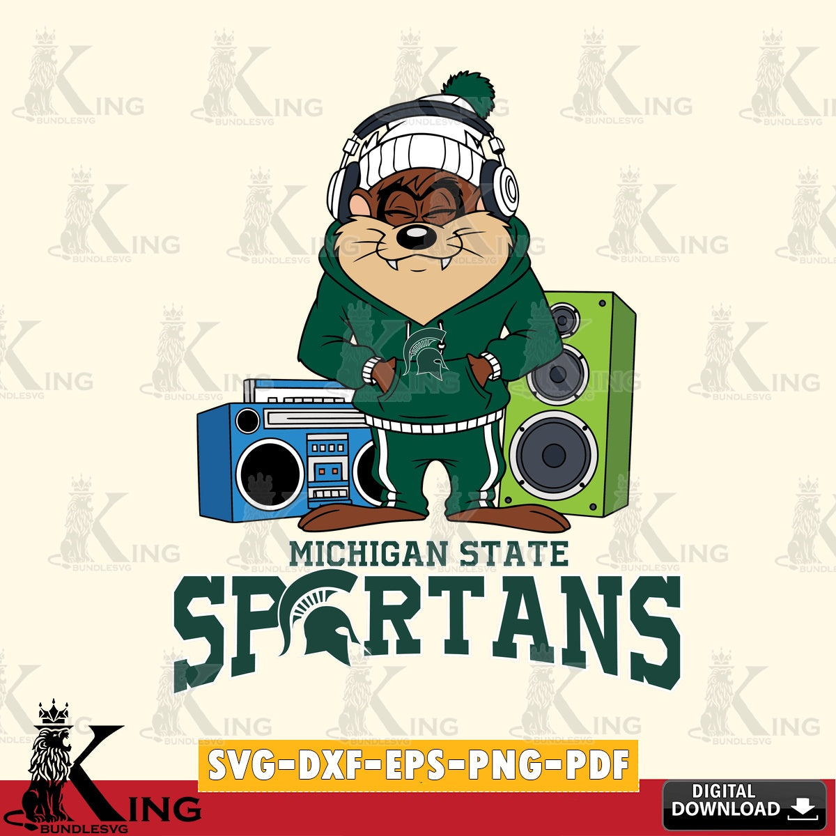 Michigan State Spartans Taz Hip Hop SVG file, Cut file  , Digital Download , Instant Download, Taz svg, NCAA svg