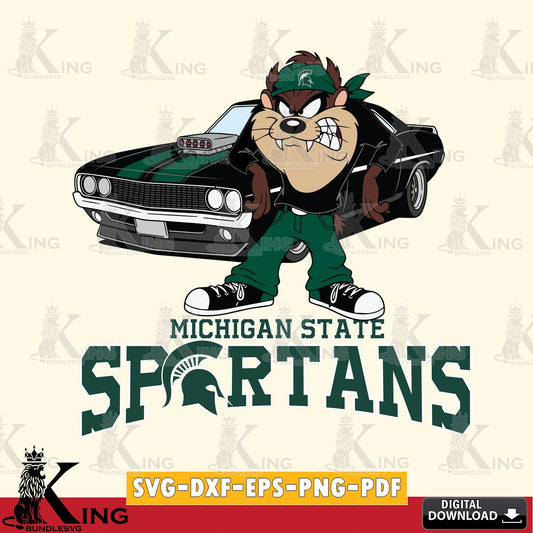 Michigan State Spartans Taz Racing Car SVG file, Cut file  , Digital Download , Instant Download, Taz svg, NCAA svg