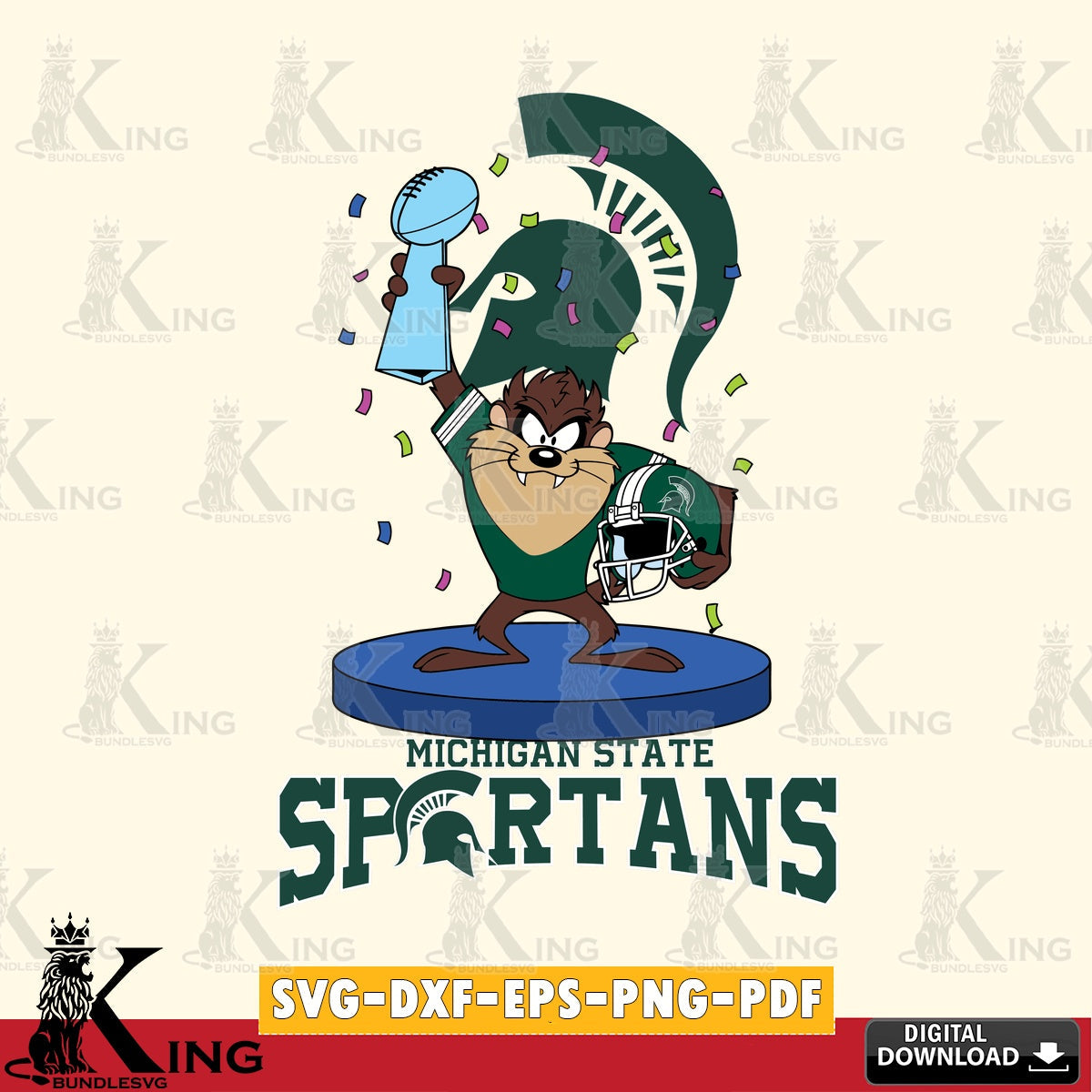 Michigan State Spartans Taz Trophy Podium SVG file, Cut file  , Digital Download , Instant Download, Taz svg, NCAA svg