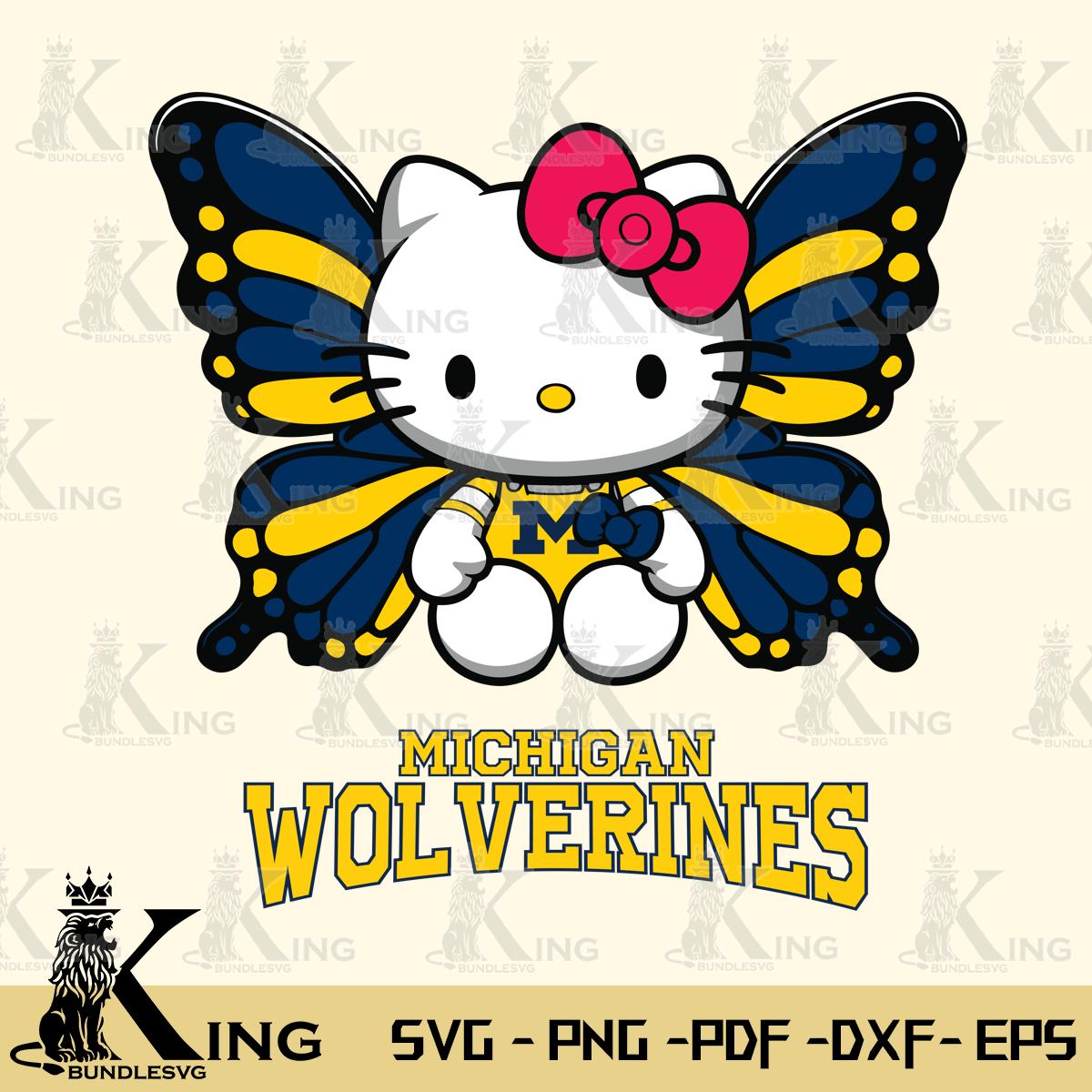 Michigan Wolverines Butterfly Kitty Delight Svg Eps Dxf Png File, Digital Download