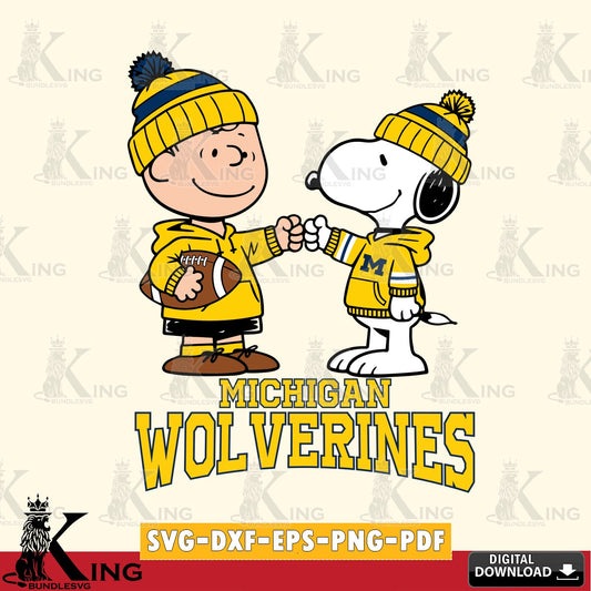 Michigan Wolverines CharlieBrown Football Fist Bump SVG, Cricut, Cut file  , Digital Download , Instant Download, Peanuts svg, NCAA svg, Football svg, Sport svg