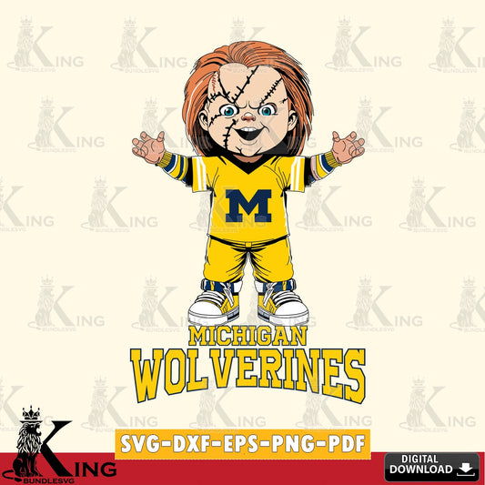 Artistic drawing of Michigan Wolverines Chucky Football, NCAA vector art for engraving, cutting, and printing