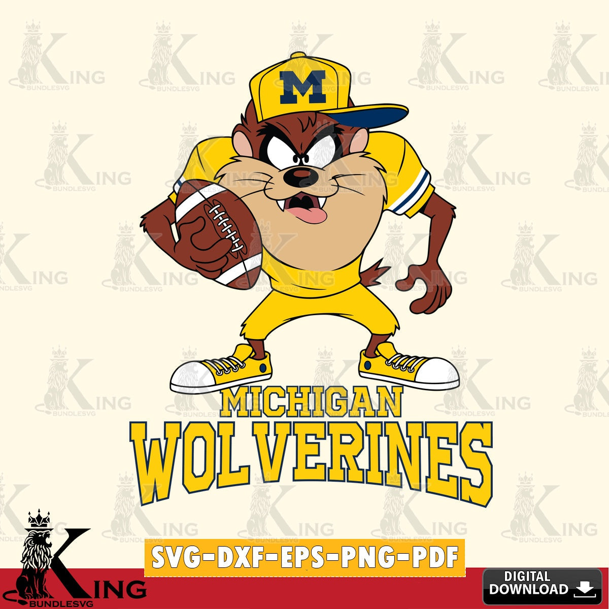 Michigan Wolverines Đồng phục bóng đá Taz SVG file, Cut file  , Digital Download , Instant Download, Taz svg, NCAA svg