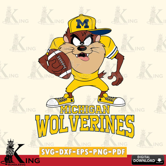 Michigan Wolverines Đồng phục bóng đá Taz SVG file, Cut file  , Digital Download , Instant Download, Taz svg, NCAA svg