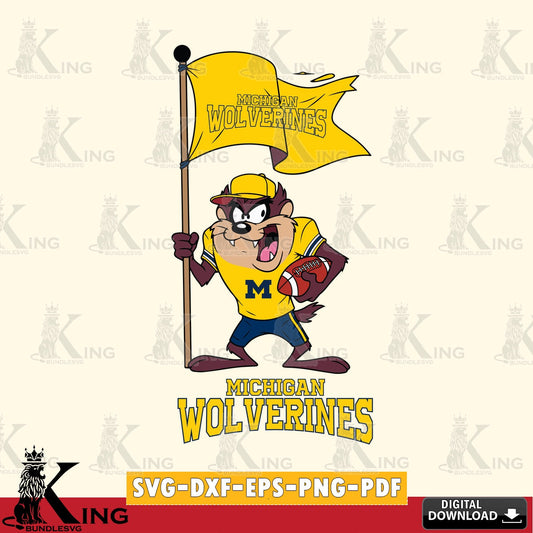 Michigan Wolverines Football Taz Flag Art SVG file, Cut file  , Digital Download , Instant Download, Taz svg, NCAA svg