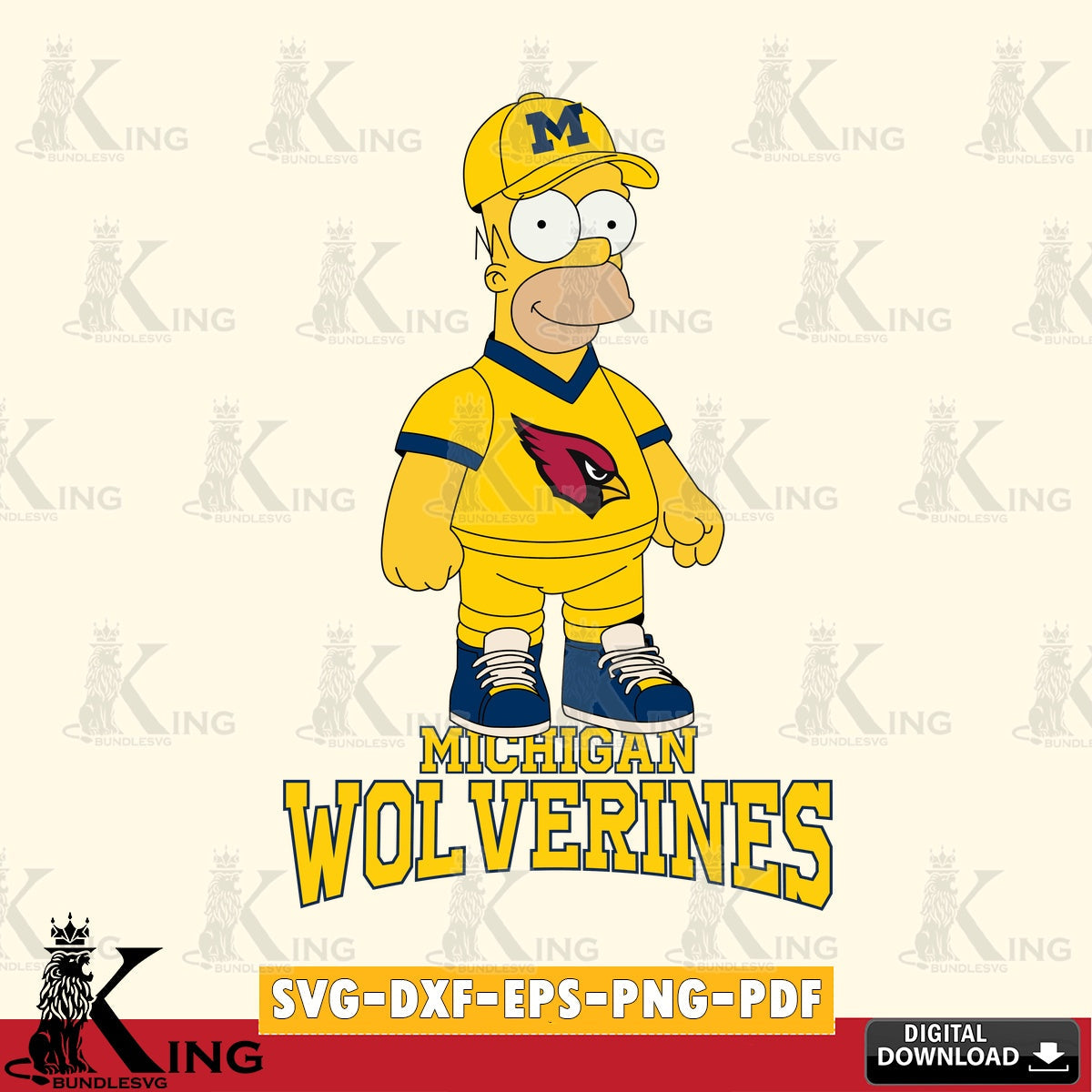 Unique artwork depicting Michigan Wolverines Homer Simpson football, SVG cut file for personalized gifts and laser projects