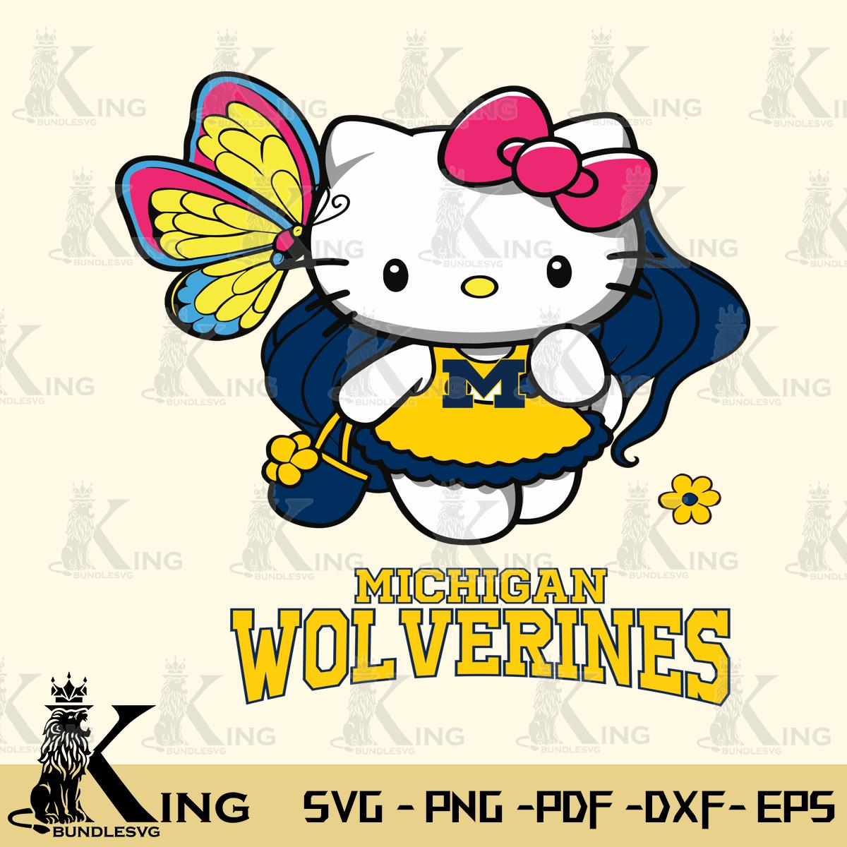 Michigan Wolverines Kitty Cartoon Svg Eps Dxf Png File, Digital Download