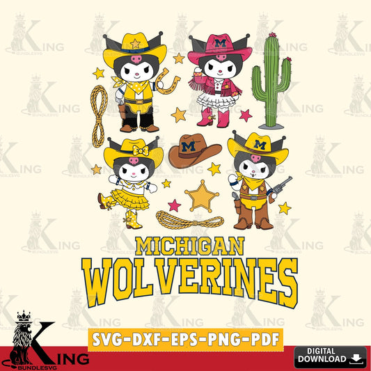 Michigan Wolverines Kuromi Cowboy Western SVG file, Cricut, Cut file  , Digital Download , Instant Download, Sanrio svg, Clipart