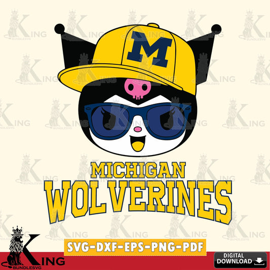 Michigan Wolverines Kuromi Football Cool SVG file, Cricut, Cut file  , Digital Download , Instant Download, Sanrio svg, Clipart