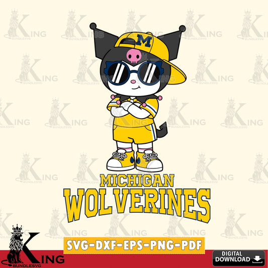 Michigan Wolverines Kuromi Football Jersey SVG file, Cricut, Cut file  , Digital Download , Instant Download, Sanrio svg, Clipart