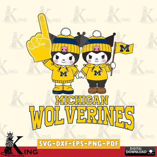 Michigan Wolverines Kuromi rugby Fan SVG file, Cricut, Cut file  , Digital Download , Instant Download, Sanrio svg, Clipart