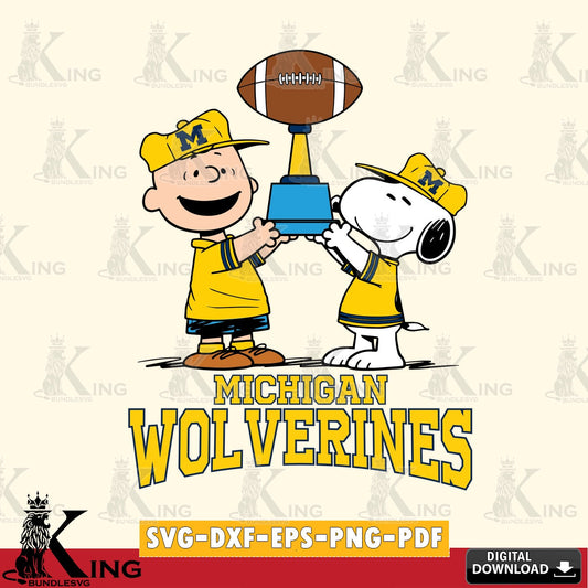 Michigan Wolverines Peanuts Football Trophy SVG, Cricut, Cut file  , Digital Download , Instant Download, Peanuts svg, NCAA svg, Football svg, Sport svg