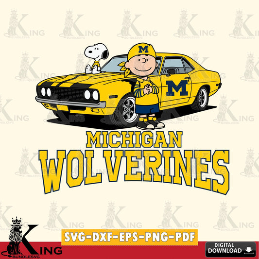 Michigan Wolverines Peanuts Muscle Car SVG, Cricut, Cut file  , Digital Download , Instant Download, Peanuts svg, NCAA svg, Football svg, Sport svg