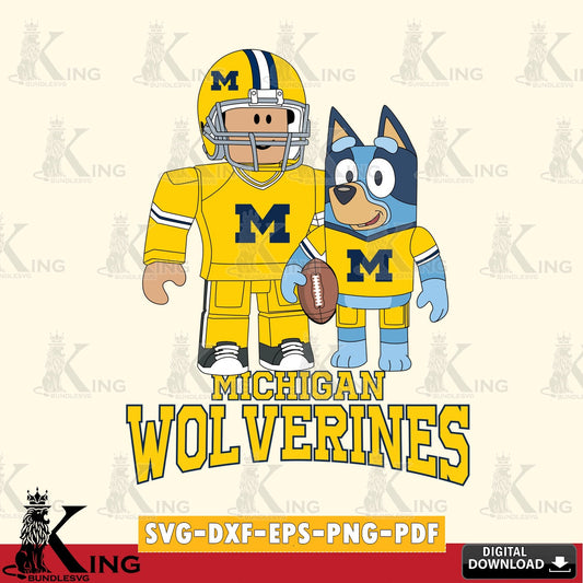 Michigan Wolverines Roblox & Bluey Football SVG file , NCAA Cricut,  File cut , Digital Download , PDF File