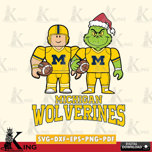 Michigan Wolverines Roblox & Grinch Football SVG file , NCAA Cricut,  File cut , Digital Download , PDF File