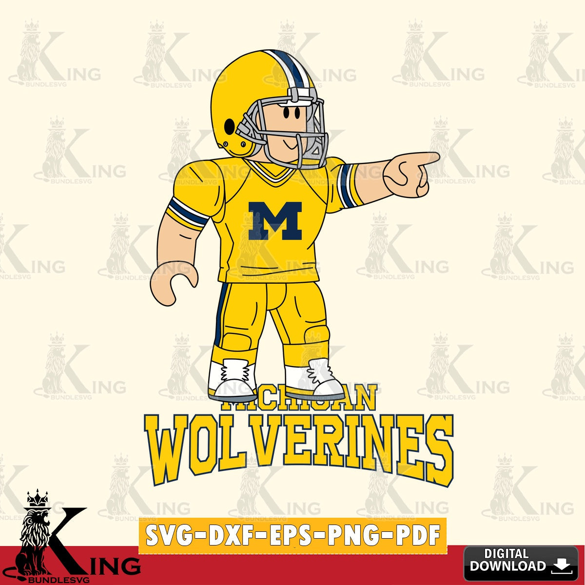 Michigan Wolverines Roblox Player Football SVG file , NCAA Cricut,  File cut , Digital Download , PDF File