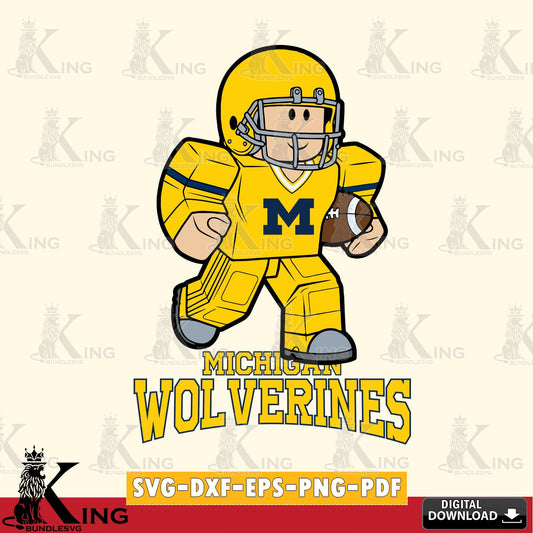 Michigan Wolverines Roblox Player Rugby SVG file , NCAA Cricut,  File cut , Digital Download , PDF File