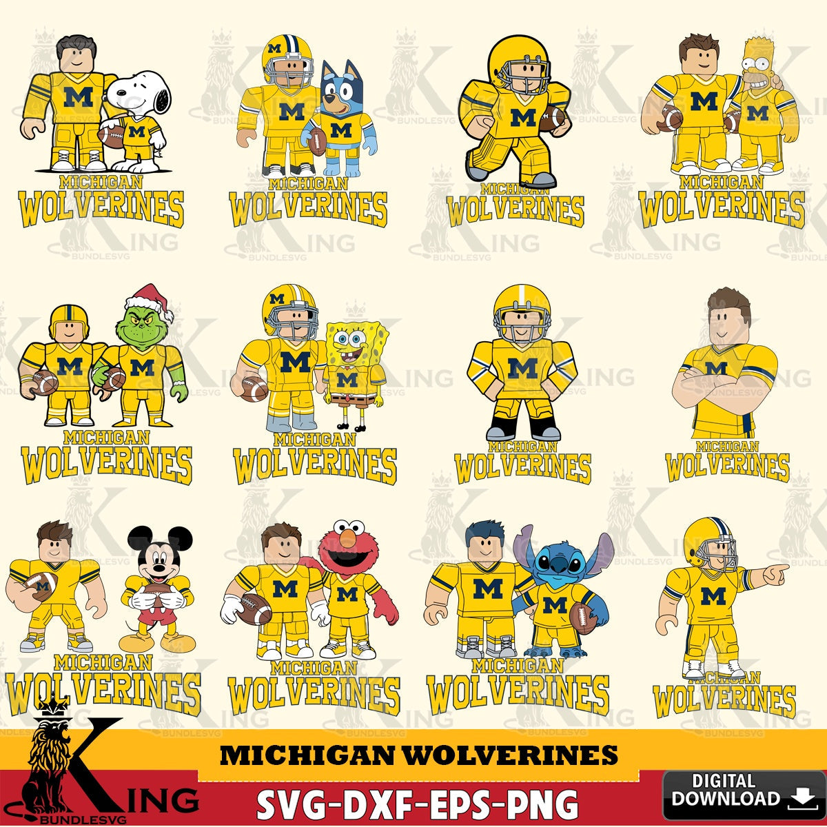 Michigan Wolverines Roblox With Friends football NCAA Bundle SVG file , NCAA Cricut,  File cut , Digital Download , PDF File