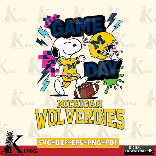 Michigan Wolverines Snoopy Game day SVG, Cricut, Cut file  , Digital Download , Instant Download, Peanuts svg, NCAA svg, Football svg, Sport svg