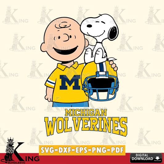Michigan Wolverines Snoopy On Helmet SVG, Cricut, Cut file  , Digital Download , Instant Download, Peanuts svg, NCAA svg, Football svg, Sport svg