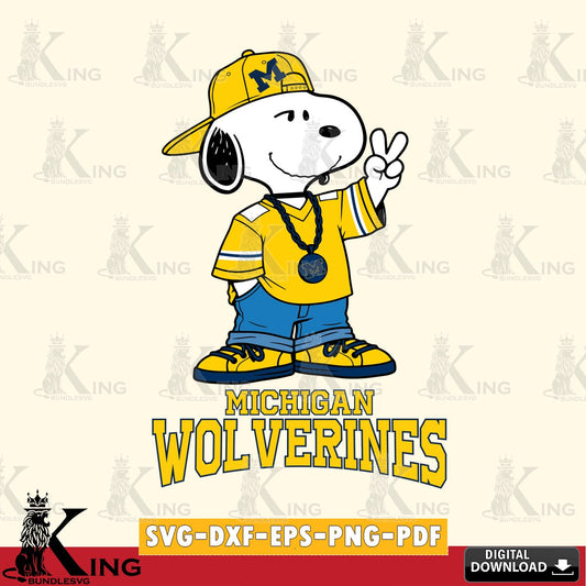 Michigan Wolverines Snoopy Say hi SVG, Cricut, Cut file  , Digital Download , Instant Download, Peanuts svg, NCAA svg, Football svg, Sport svg