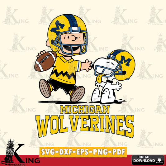 Michigan Wolverines Snoopy and Peanut Fun SVG, Cricut, Cut file  , Digital Download , Instant Download, Peanuts svg, NCAA svg, Football svg, Sport svg