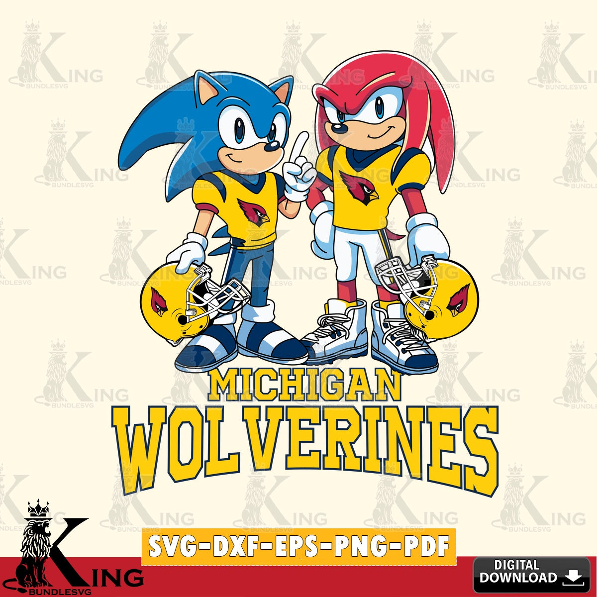 Michigan Wolverines Sonic And Knuckles Football SVG file, Vector , Digital Download , PDF File , Instant Download