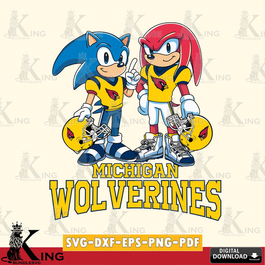 Michigan Wolverines Sonic And Knuckles Football SVG file, Vector , Digital Download , PDF File , Instant Download